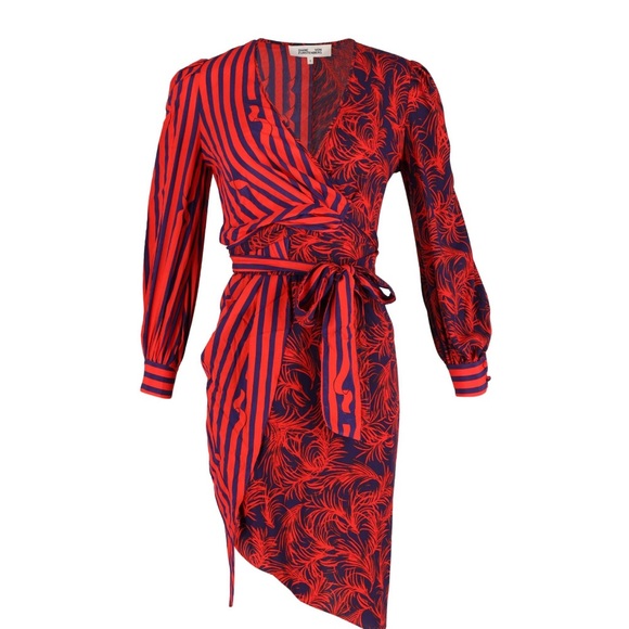 Diane Von Furstenberg Dresses & Skirts - Diane Von Furstenberg Red and Blue Asymmetrical Dress